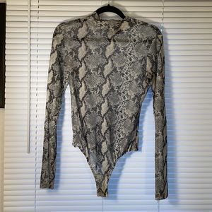 Blue Snakeskin Print Bodysuit